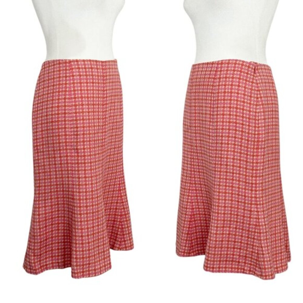 Ann Taylor Linen Blend Pink Orange Tweed Flared‎ Skirt NWT (8) - Picture 2 of 16